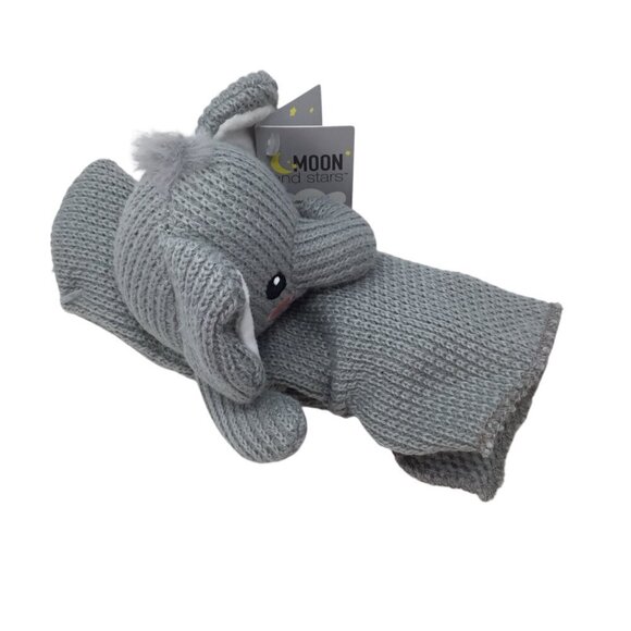 Moon and Stars Elephant NWT Lovey Security Blanket Gray Knit Plush - Picture 6 of 7